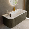 Mondiaz KURVE-DLUX Ensemble de meuble salle de bain - 105x46x40cm - 1 tiroir - 1 porte - lavabo en solid surface - droite - 1 trou de robinet - Shadow SW1414545