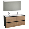 Adema Industrial Badmeubelset 80x45.5x58cm met overloop inclusief spiegel hout/zwart SW405210 Adema Industrial Badmeubelset 80x45.5x58cm met overloop inclusief spiegel hout/zwart SW405210
