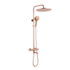 Fortifura Calvi Regendoucheset - thermostatisch - 30cm hoofddouche - metalen slang - ronde handdouche - draaibare baduitloop - geborsteld koper PVD SW1592478