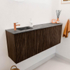 Mondiaz JOYA-DLUX 111.6cm toiletmeubel - ronding rechts kleur Walnut - Wastafel FAYE positie Links 1 kraangat kleur Sombra. SW1424779