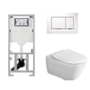 Villeroy & Boch Subway 2.0 inbouwset - met diepspoel wandcloset directflush slimseat zitting afdekplaat Sigma - 30 dualflush wit/verchroomd - glans (wit) SW209118
