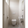 Pack WC QeramiQ Dely Swirl Compact - réservoir encastrable Geberit UP320 - avec bâti-support Burda - abattant 25 mm - plaque de commande en métal blanc mat - boutons ronds - blanc brillant SW1592318