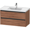 Duravit Ketho 2 wastafelonderbouwkast met 2 laden 98.4x45.5x54.9cm met grepen antraciet noten mat SW773107