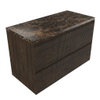 Saniclass Holz Atelier Badkamermeubelset - 100x45x63cm - Noche natuurstenen topblad dark emperador - 1 kraangat - 2 lades - mat eiken charcoal (hout) SW1478280