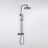 FugaFlow Eccelente Ensemble de douche de tête avec robinet thermostatique - 30cm douche de tête - flexible métallique - douchette à main sur barre - noir mat SW1451085
