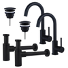 FortiFura Calvi Kit robinet lavabo - pour double vasque - robinet haut - bec rotatif - bonde non-obturable - siphon design - Noir mat SW915299