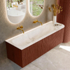 Mondiaz KURVE-DLUX Ensemble de meuble de salle de bains - 145x46x40cm - 1 tiroir - 1 porte - lavabo solid surface - gauche - sans trou de robinet - Ruby SW1415664