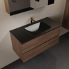 Mondiaz AIVY Ensemble de meuble - 100x45x50cm - 1 trou de robinet - 1 vasque Urban Solid surface - Centre - 2 tiroirs - avec armoire de toilette - Melamine Mocha SW892382