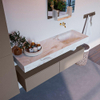 MONDIAZ ALAN - DLUX Ensemble de meuble de salle de bains - 150cm - meuble bas - Smoke - 2 tiroirs - lavabo suspendu - vasque à droite - 0 trous de robinet - Frappe SW804985
