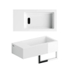 Clou Flush 3 lave-mains 36x18cm trou de robinet à gauche avec porte-serviette Marbre minéral blanc brillant SW102677