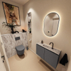 MONDIAZ TURE-DLUX Meuble toilette - 80cm - Dark Grey - EDEN - vasque Glace - position centrale - 1 trou de robinet SW1103230