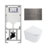QeramiQ Dely Toiletset - 36.3x51.7cm - diepspoel - rimless - Geberit UP320 inbouwreservoir - met Burda frame - softclose toilet zitting - 35mm - gunmetal bedieningsplaat - rechthoekige knoppen - glans wit SW1222078