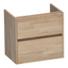 BRAUER Adore meuble-lavabo peu profond - 60x39x55cm - 2 tiroirs softclose - sans poignées - 1 découpe pour siphon - chêne massif - chêne abouté gris SW393228