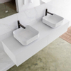 Mondiaz Lagom Meuble salle de bains 150x30.9x45cm Solid Surface Talc 2 tiroirs avec lavabo BINX vasque à poser double Gauche et droite 2 trous de robinet SW409144