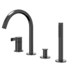 IVY Pact Ensemble robinet de bord de baignoire - 4 trous - mitigeur - bec pivotant - douchette extractible - Chrome noir PVD SW1031221