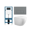 Adema Salina 2.0 Ensemble WC - 48.5x36x32cm - cuvette profonde - sans bride - réservoir encastré QeramiQ - softclose - déclipsable - abattant de WC - plaque de commande en plastique gris clair - touches rectangulaires - blanc SW1474580