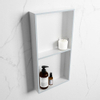 Mondiaz Easy nis 29.5x59.5x8cm voor Inbouw/opbouw 2 open vakken Solid surface Talc/Clay SW643748