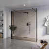 Fortifura Galeria Vrijstaande Inloopdouche - 180x200cm - Rookglas - antikalk - 8mm veiligheidsglas - 2 zijwanden - 30cm - wandsteunen en hoekprofielen - mat zwart SW993026