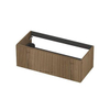 INK Meuble sous-lavabo - 100x45x40cm - 1 tiroir - poignées en saillie - rainuré verticalement - MDF - Ash grey SW1405764