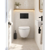 Pack WC QeramiQ Dely Swirl Compact - réservoir encastrable Geberit UP320 - avec bâti-support Burda - abattant slim - plaque de commande en métal noir mat - boutons ronds - blanc mat SW1595635