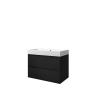 Proline loft ensemble de meubles de salle de bains 80x46x62cm meuble symétrique noir mat sans trou pour robinet polystone blanc mat SW350179