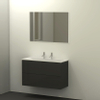 Qisani Slim badmeubelset 100x40x62 met spiegel met softclose antraciet mat 2 kraangaten SW276975 Qisani Slim badmeubelset 100x40x62 met spiegel met softclose antraciet mat 2 kraangaten SW276975