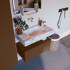 Mondiaz ALAN-DLUX Ensemble de meuble - 80cm - meuble Rust mat - 1 tiroir - Lavabo Cloud Glace suspendu - vasque Centre - 0 trous de robinet SW805813