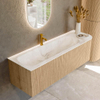 MONDIAZ KURVE-DLUX 145cm Meuble salle de bain avec module 25 D - couleur Oak - 1 tiroir - 1 porte - vasque BIG LARGE gauche - 1 trou de robinet - couleur Frappe SW1137358