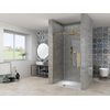 Van Rijn Products ST08 Nis draaideur - 140x200cm - helder glas - dikte 8mm - 2 delig - muurprofiel - stabilisatiestang - Messing SW956370