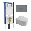 QeramiQ Dely Swirl Toiletset - 36.3x51.7cm - Geberit UP720 Duofix Sigma inbouwreservoir - 35mm zitting - bedieningsplaat licht grijs - rechthoekige knoppen - mat wit SW1413171