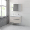 Bruynzeel Pinto badmeubelset 65.3x100x46cm 2 kraangaten 2 wasbakken 2 lades met spiegelkast met softclose composite kasjmier grijs SW384832 Bruynzeel Pinto badmeubelset 65.3x100x46cm 2 kraangaten 2 wasbakken 2 lades met spiegelkast met softclose composite kasjmier grijs SW384832