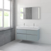 Bruynzeel Passo badmeubelset 69.8x120x46cm 2 kraangaten 2 wasbakken 4 lades met spiegel met softclose ceramic fjord groen SW384763 Bruynzeel Passo badmeubelset 69.8x120x46cm 2 kraangaten 2 wasbakken 4 lades met spiegel met softclose ceramic fjord groen SW384763