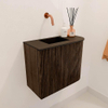 Mondiaz JOYA 51.6cm toiletmeubel - ronding rechts kleur Walnut - Wastafel FAYE positie Links Zonder kraangat kleur Urban. SW1421353