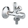 GROHE robinet d'arrêt d'angle à compression avec bague d'étanchéité en téflon 1/2 x3/8 avec poignée en plastique chromé SW32010