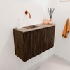 Mondiaz JOYA-DLUX 71.6cm toiletmeubel - ronding rechts kleur Walnut - Wastafel FAYE positie Links Zonder kraangat kleur Arena. SW1424356