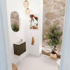 Mondiaz JOYA-DLUX Meuble de toilette 40cm - couleur Shadow - Vasque FAYE position Gauche 1 trou de robinet couleur Ostra. SW1422979