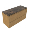 Saniclass Holz Pure Ensemble de meubles de salle de bains - 120x45x63cm - Plan en pierre naturelle Noche dark emperador - sans trou de robinet - 4 tiroirs - chêne natural mat (bois) SW1479063
