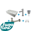 FugaFlow Eccelente Sobrado Badkamer Fonteinset - links - 1 kraangat - fonteinkraan geborsteld RVS - wit - Black Friday - SW1124056