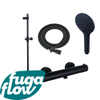 FugaFlow Eccelente Sobrado Ensemble de douche barre curseur avec douchette ronde, flexible lisse et robinet de douche Noir mat SW1124017