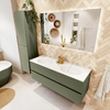 Mondiaz VICA Ensemble meuble de salle de bains - 130cm - army - 2 tiroirs - Lavabo MOON - double sans trou de robinet - couleur talc - version XL 60cm de haut SW1189287