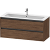 Duravit Ketho.2 Wastafelonderbouwkast - met 2 laden - voor enkele wastafel - 121x48x55cm - met grepen antraciet - donker noten mat SW772714