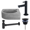 Fortifura Fuente Fonteinset - 31.5x31.5x10cm - 1 kraangat - hoek - fonteinkraan zwart mat - beton - beton (grijs) SW1111538