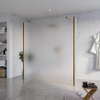 Fortifura Galeria Vrijstaande Inloopdouche - 180x200cm - glas mat - antikalk - 8mm veiligheidsglas - 2 zijwanden - 40cm - wandsteunen en hoekprofielen - PVD - geborsteld koper SW993163