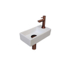 Ink Versus pack lave-mains – 36 x 18 x 9 cm – porcelaine blanc brillant – perçage à droite – robinet or rose mat SW450904