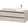 Duravit ketho 2 meuble sous lavabo avec plaque console avec 4 tiroirs pour lavabo à droite 140x55x56.8cm avec poignées anthracite taupe mat SW772818