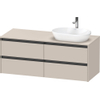 Duravit Ketho.2 Wastafelonderbouwkast - inclusief consoleplaat - met 4 laden - voor waskom rechts - 140x55x56.8cm - met handgrepen antraciet - taupe mat SW772818