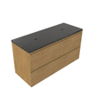 Saniclass Holz Pure Badkamermeubelset - 120x45x63cm - Noche basalten wastafelblad gepolijst - 1 wasbak - zonder kraangat - 4 lades - mat eiken natural (hout) SW1478578