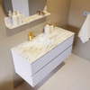 MONDIAZ VICA-DLUX Ensemble meuble de salle de bains - 110cm - sous-meuble cale - 2 tiroirs - lavabo encastré cloud gauche - 1 trou de robinet - version haute 60cm - glace SW1088318