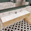ENSEMBLE DE MEUBLE MONDIAZ LUSH - 180 cm - 2 tiroirs - lavabo cloud - 2 vasques - 2 trous de robinet - chêne blanchi SW409361