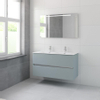 Bruynzeel Miko badmeubelset 66x121x51cm 2 kraangaten 2 wasbakken 2 lades met spiegel met softclose fjord groen SW384562 Bruynzeel Miko badmeubelset 66x121x51cm 2 kraangaten 2 wasbakken 2 lades met spiegel met softclose fjord groen SW384562